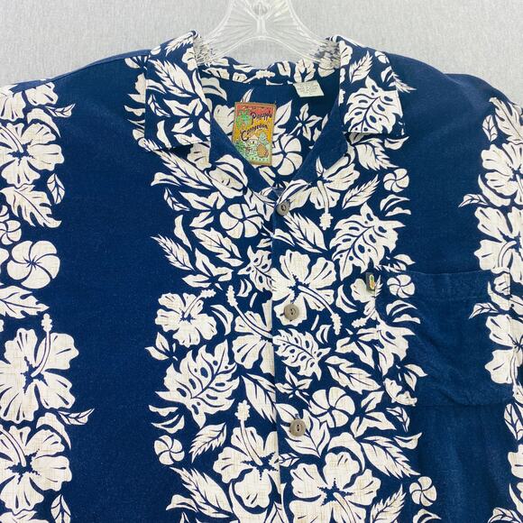 Pineapple Connection Blue & White Floral Short Sleeve Hawaiian Shirt Mens L - Picture 4 of 7